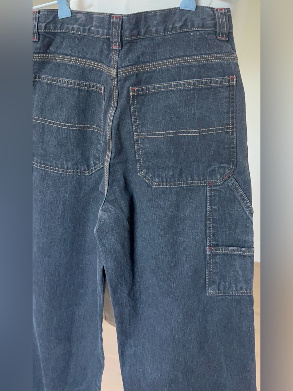 Vintage 90s Durable High Sierra Boys Carpenter Jeans Dark Wash Red Stitching
